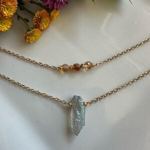 Aura Quartz and Citrine Necklace Set